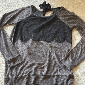 Maurices Black and Gray Long Sleeve Sweatshirt with Cut Out